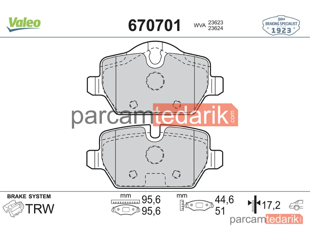 670701 | Fren Balatası (Arka) — Mini Countryman, BMW 1, Mini Paceman